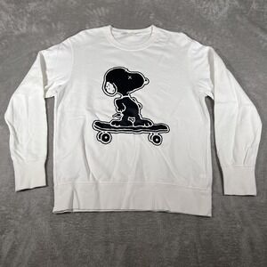 Uniqlo UT KAWS x Peanuts Sweatshirt Mens Large White Snoopy Skateboard Crewneck